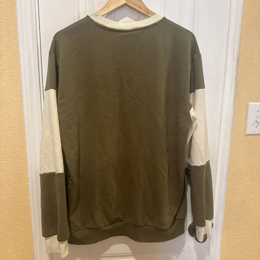 Peanuts  Crewneck Sweatshirt Pullover Sage Green Men’s XL